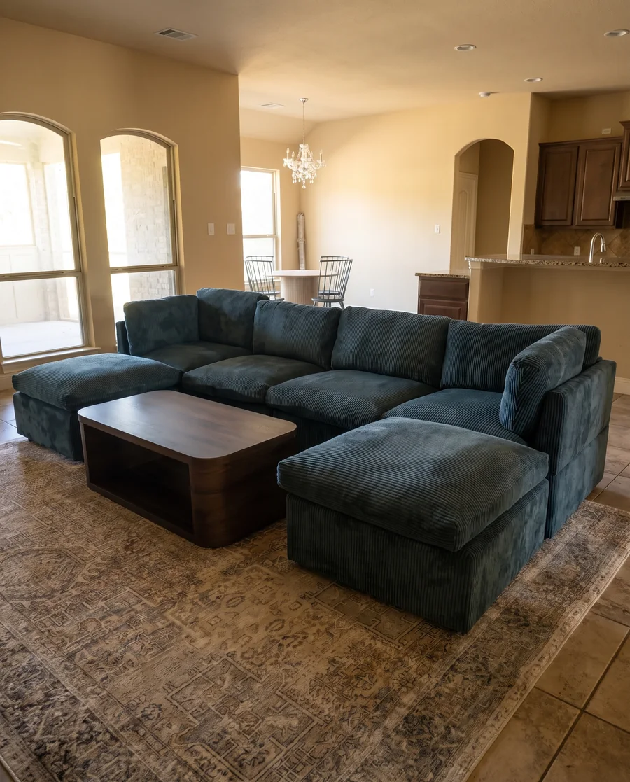 Sectional and coffee table