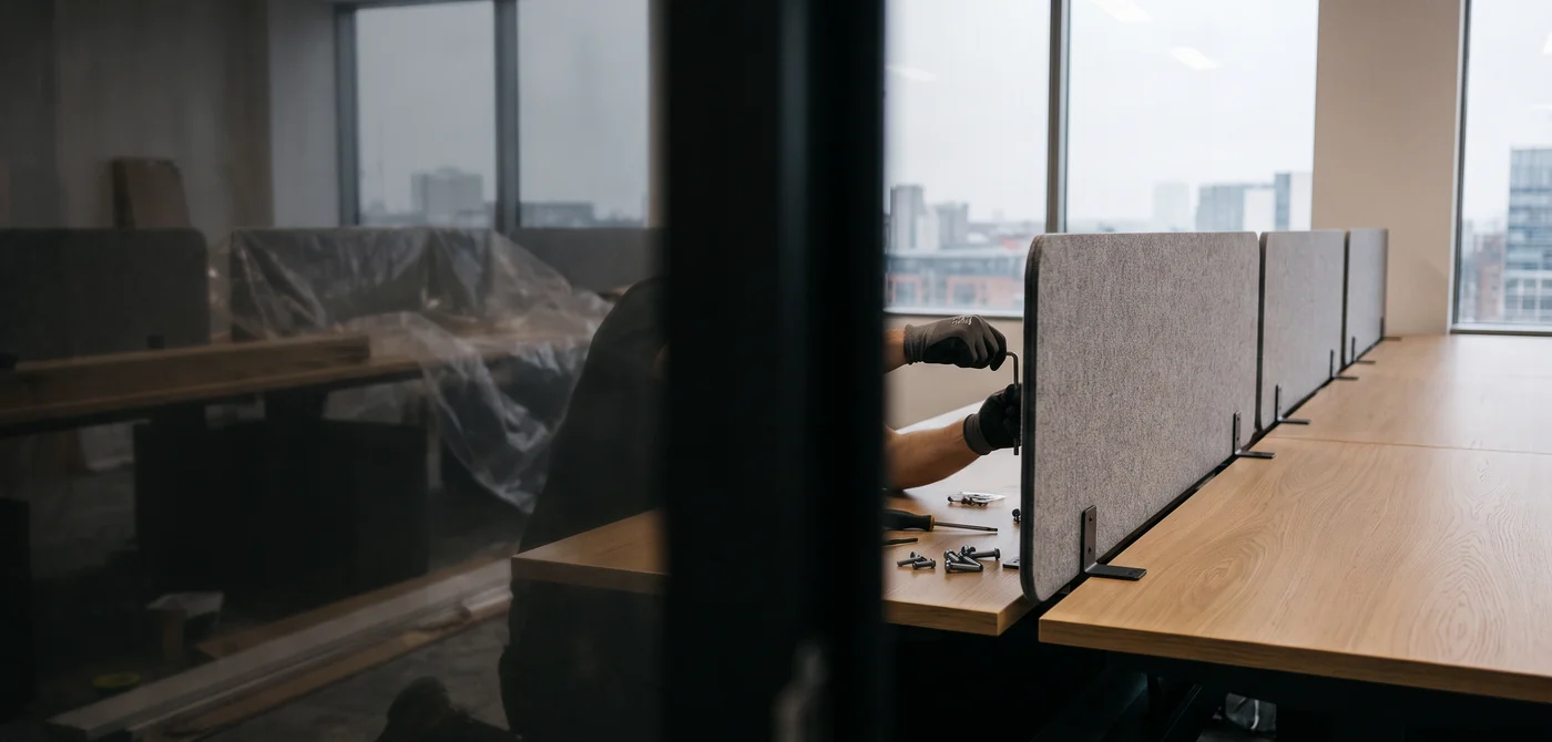 Screens and returns fitted to a bench run.