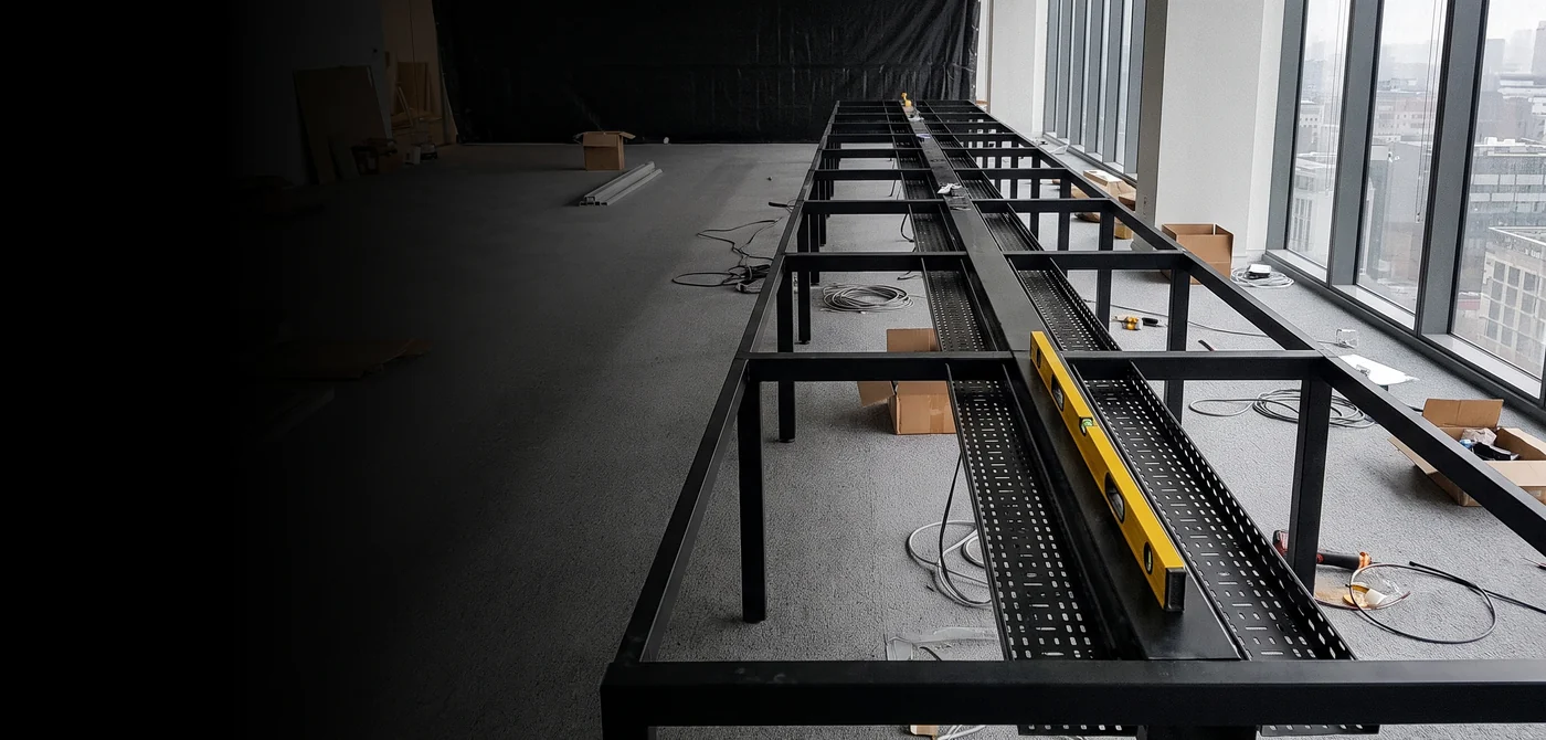 A spine beam levelled end to end.